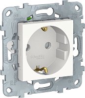 Розетка с заземлением без рамки Schneider Electric Unica New 1-м. шторки белый